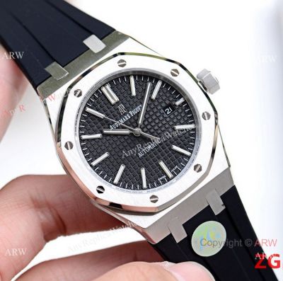 Fake Audemars Piguet Royal Oak 42mm Watch Black Dial Black Rubber Strap